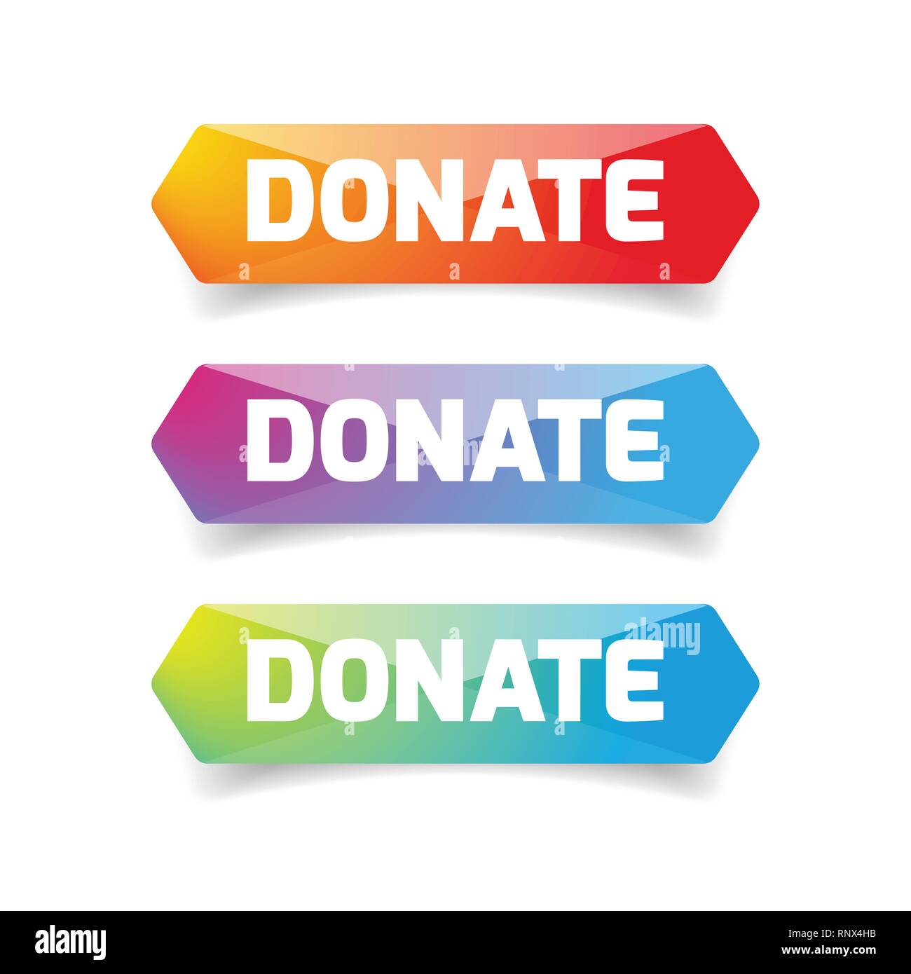 Donate button set low poly Stock Vector