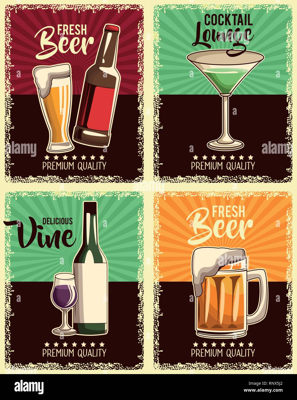 Vintage Retro Drinks Poster High Resolution Stock Photography and