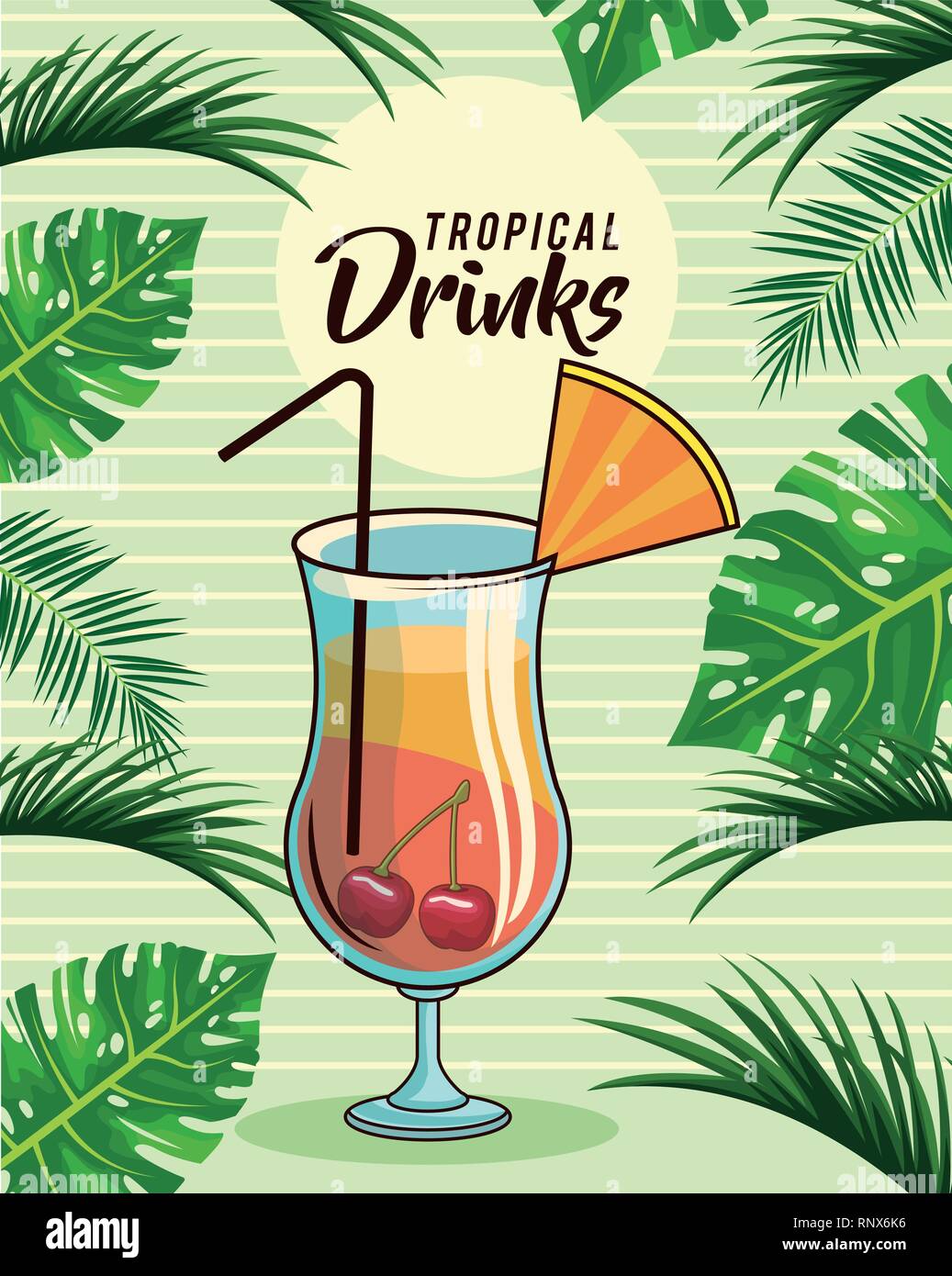 Tropical Cocktail Drink Poster Stock Vector Image And Art Alamy