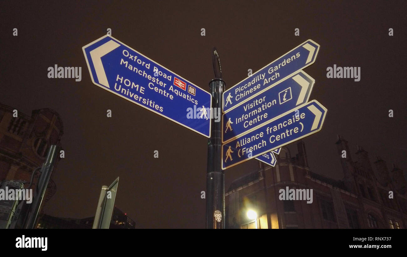 Direction sign to Piccadilly Gardens in Manchester MANCHESTER