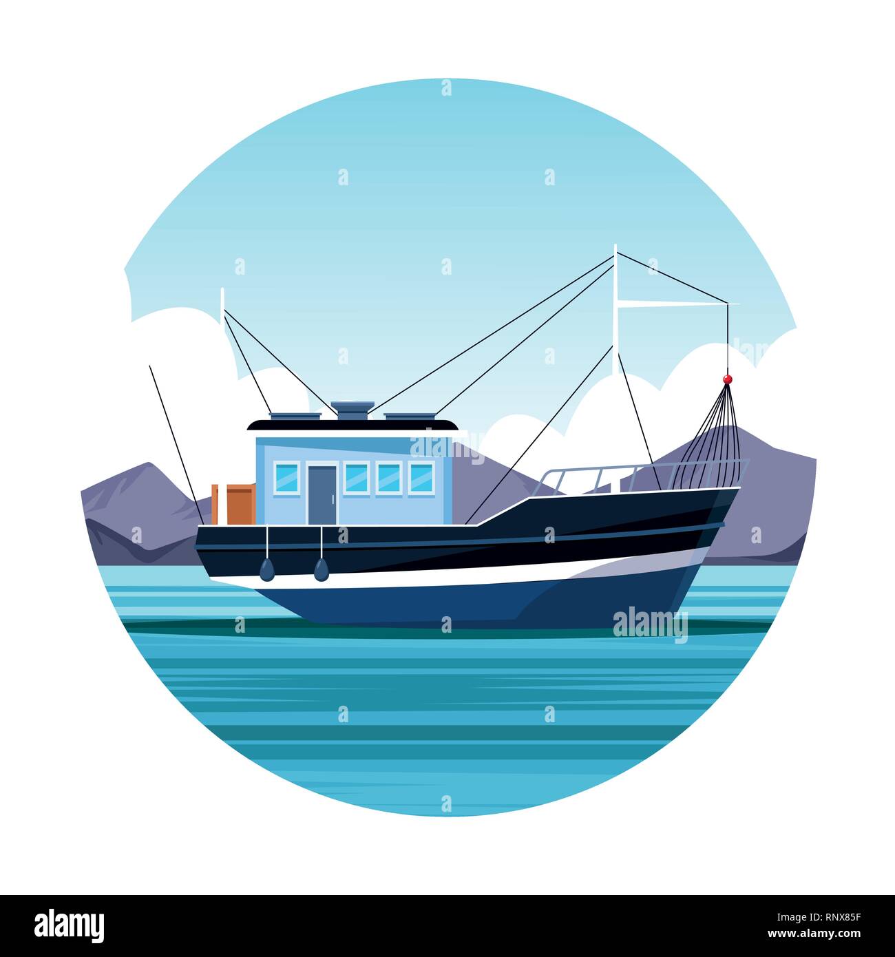 Fishing in Boat Stock Vector Image & Art - Alamy