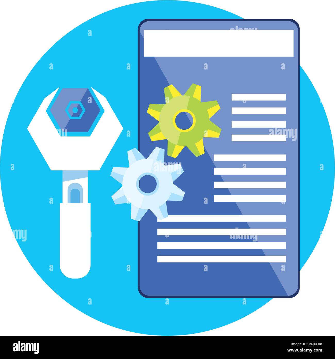 document with wrench setup vector illustration design Stock Vector