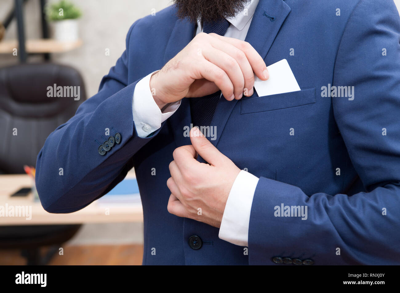Business Card Businessman Put Card In Business Suit Man Modern 
