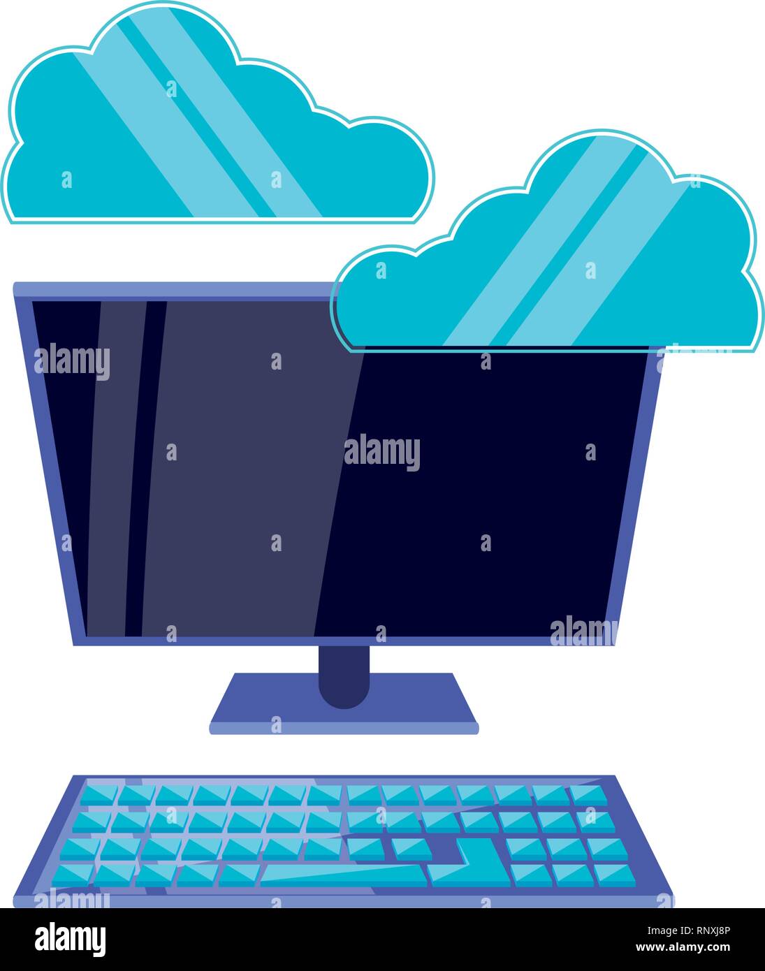 desktop computer with clouds computing vector illustration design Stock ...
