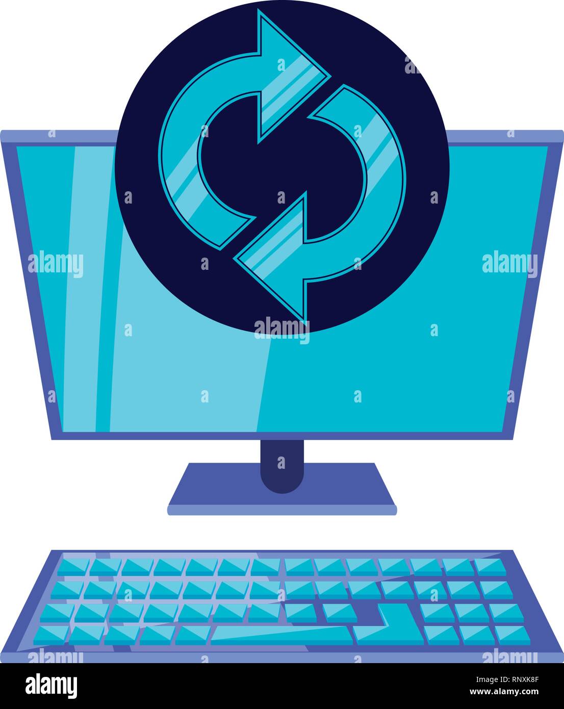desktop computer with arrows update vector illustration design Stock ...