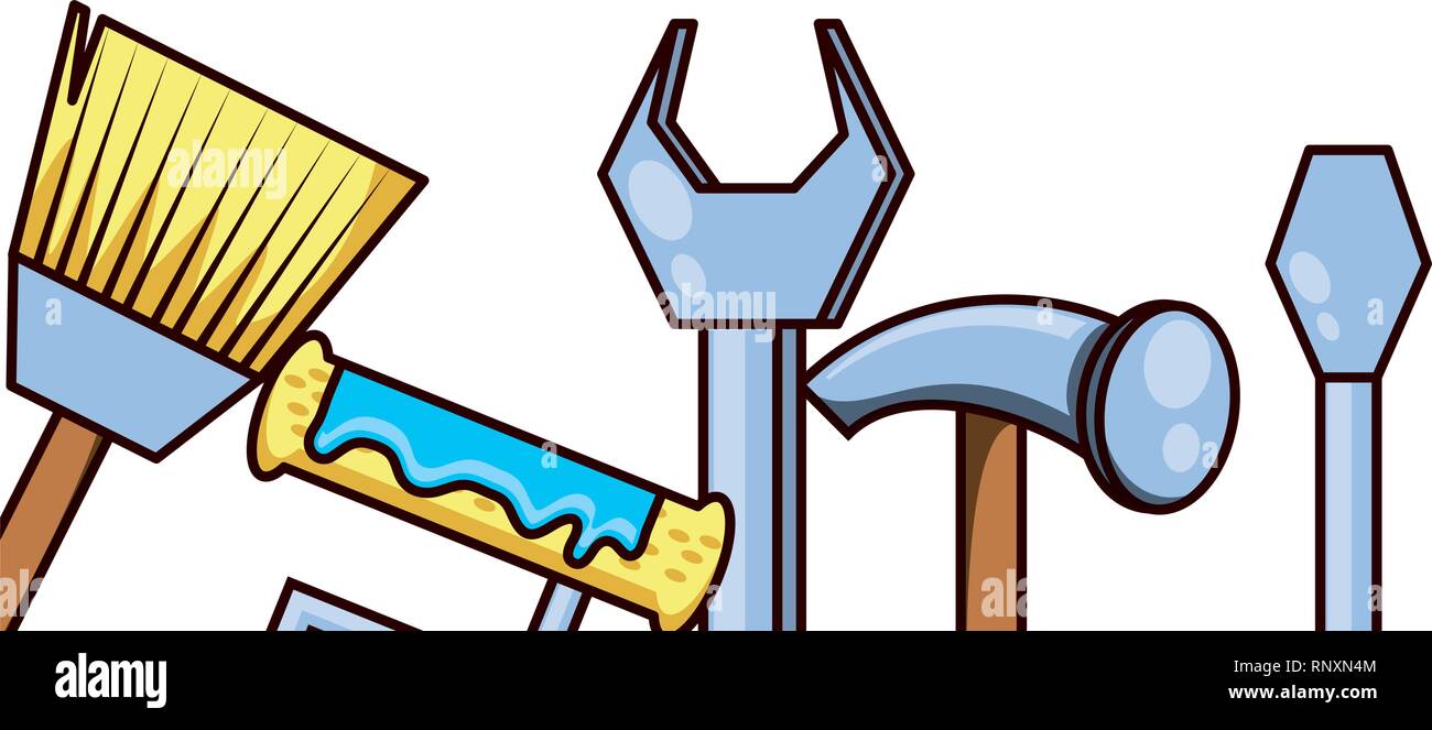 hammer with set tools isolated icon vector illustration design Stock ...