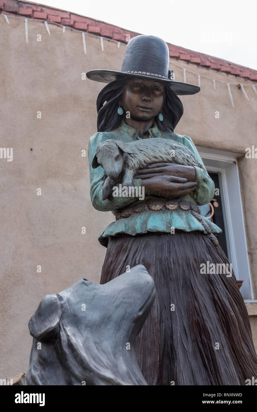 painted bronze sculpture by Juan Dell " Shepherd Girl Stock Photo Alamy