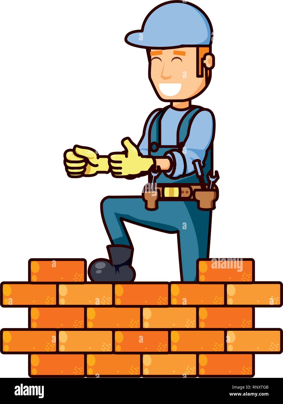 construction worker with wall brick vector illustration design Stock ...