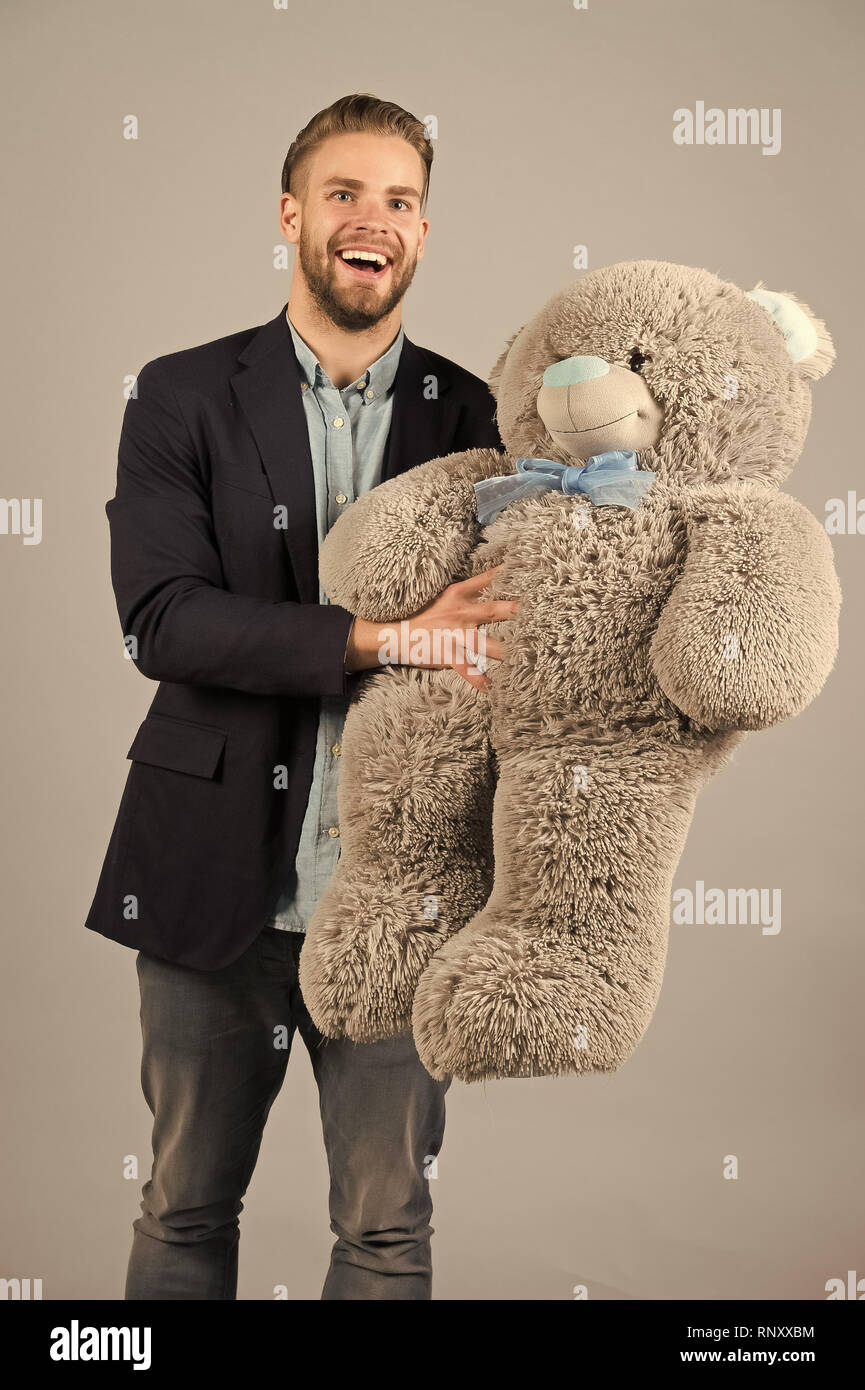 grey big teddy bear