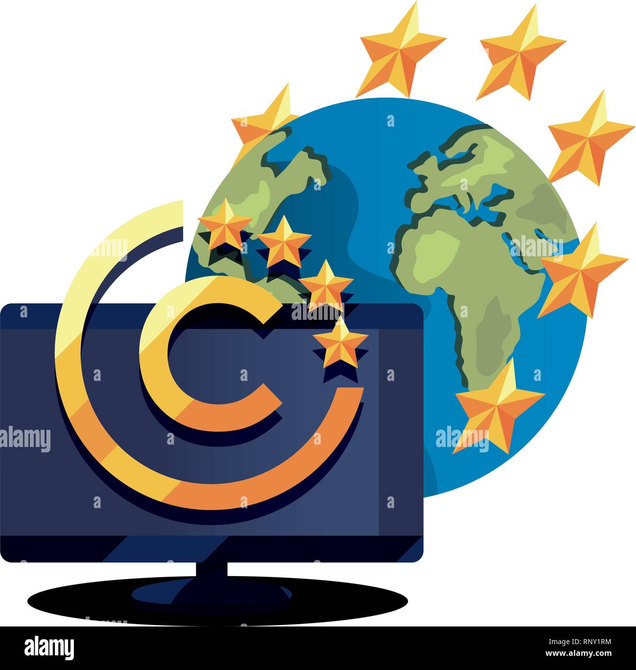 computer world copyright protection of intellectual vector illustration