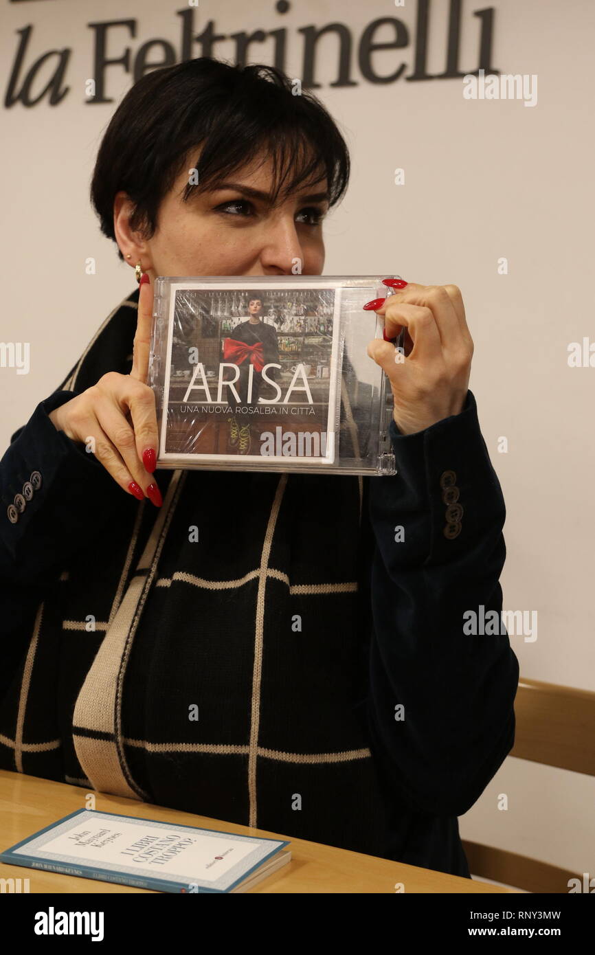 Naples, Italy. 19th Feb, 2019. Arisa, back from the 69th edition of the' Festival di Sanremo', meets fans in Naples, to present her latest album entitled 'Una nuova Rosalba in città'. Credit: Espixel Photo/Pacific Press/Alamy Live News Stock Photo