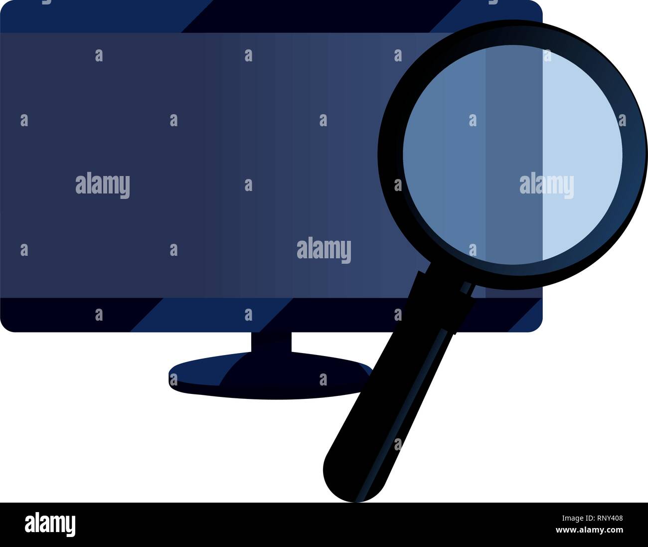 Retro Computer Magnifying Symbol computer magnifying glass copyright protection vector illustration ...