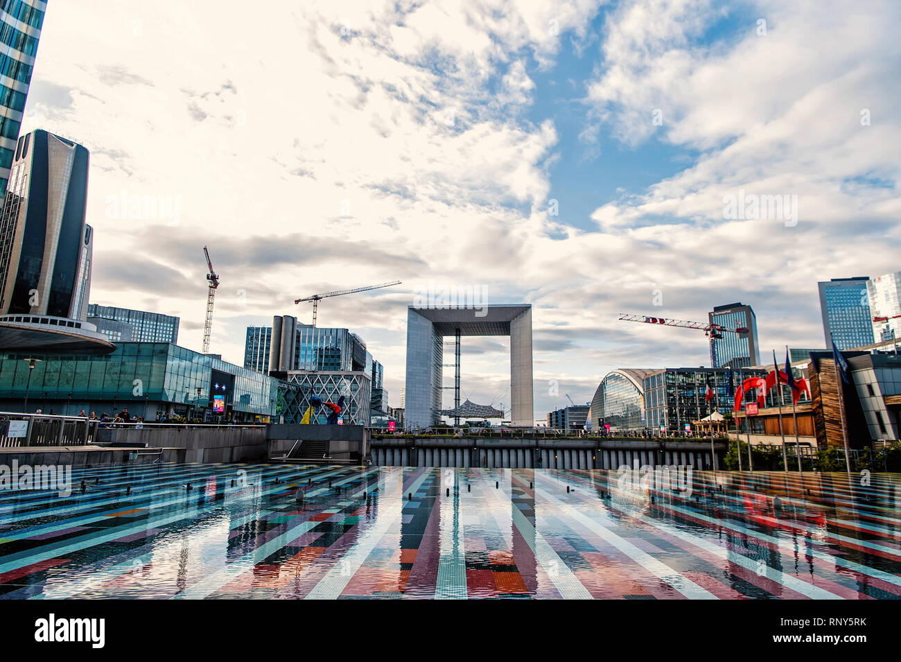 Paris, France September 30, 2017 fountain basin with mosaic surface