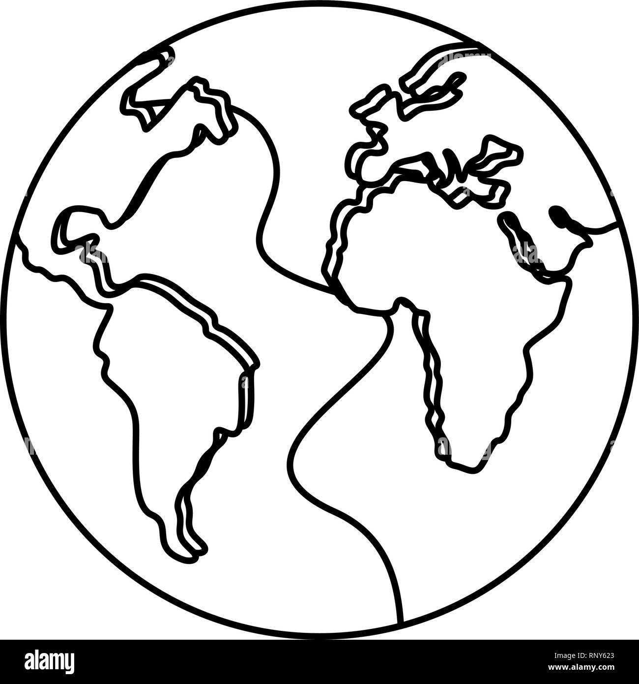 World Earth Map On White Background Vector Illustration Stock Vector