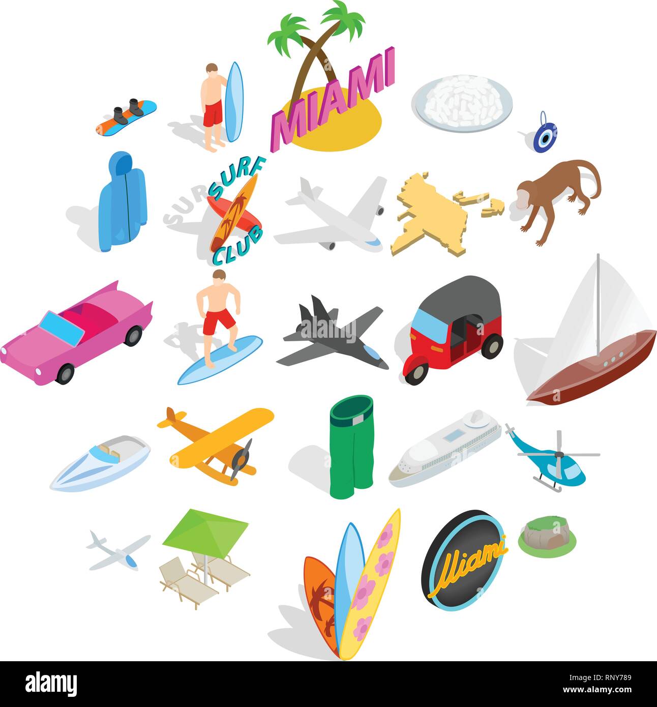 Survive icons set, isometric style Stock Vector