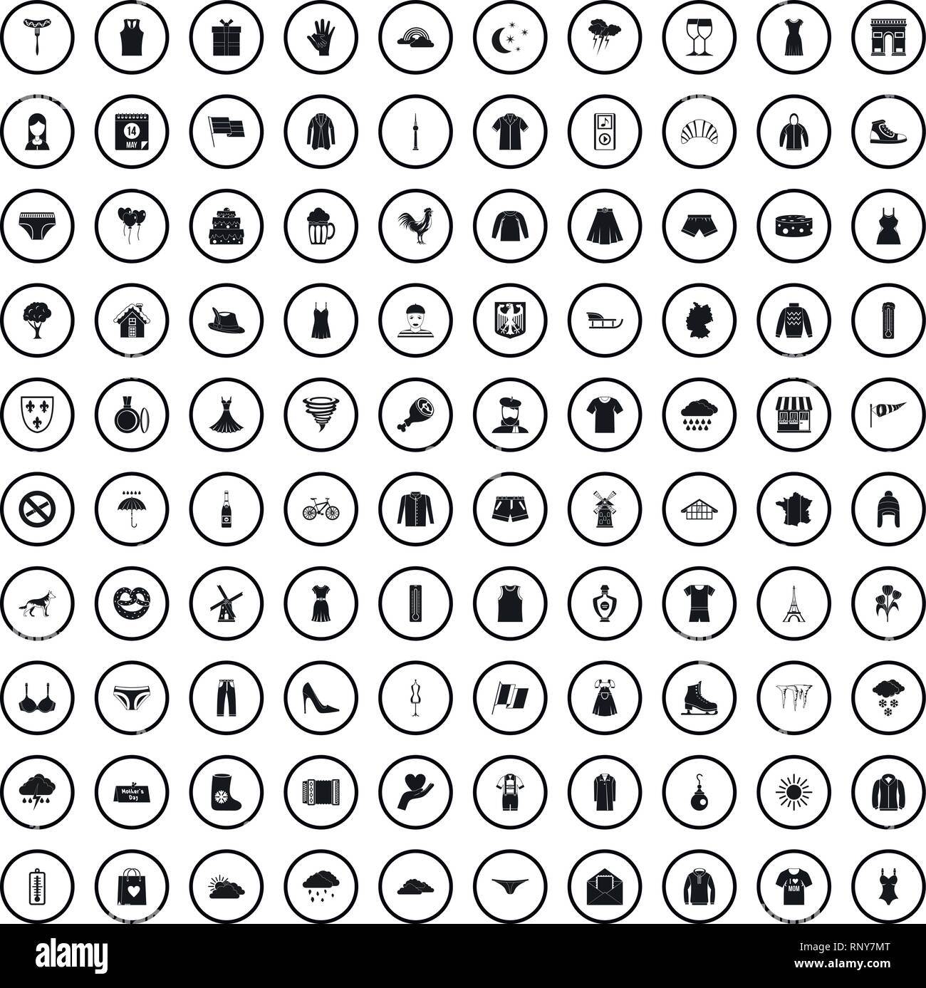 100 clothing icons set, simple style Stock Vector Image & Art - Alamy