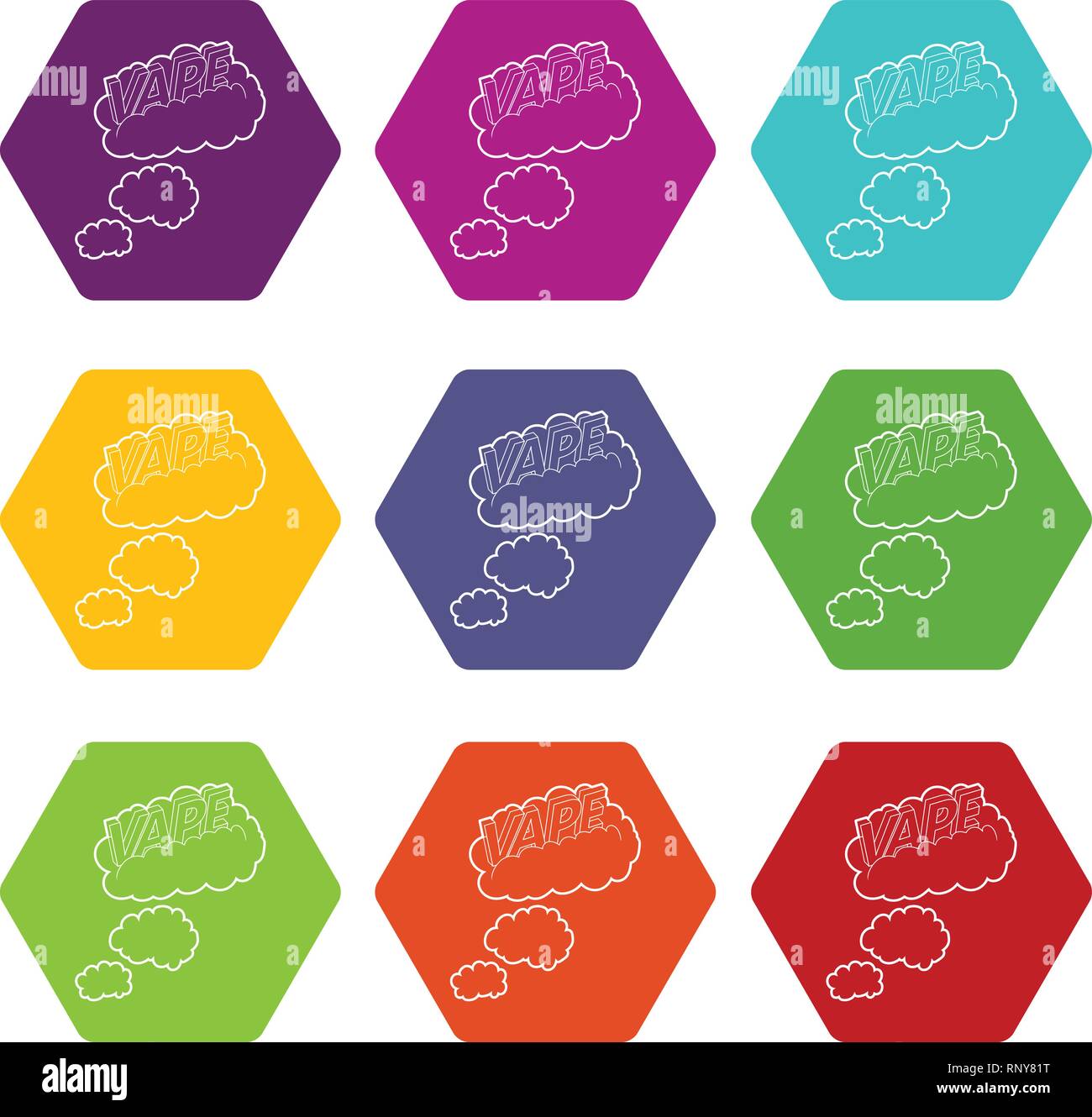 Vape clouds icons set 9 vector Stock Vector