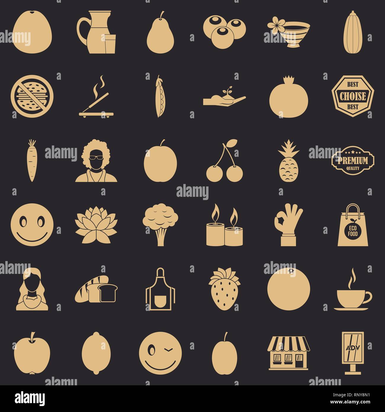 Vegetarian cook icons set, simple style Stock Vector Image & Art - Alamy