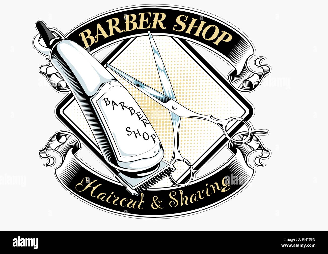 BARBER SHOP COMB STAND + BARBER SHOP STAMP - HAIRDRESSING SALON
