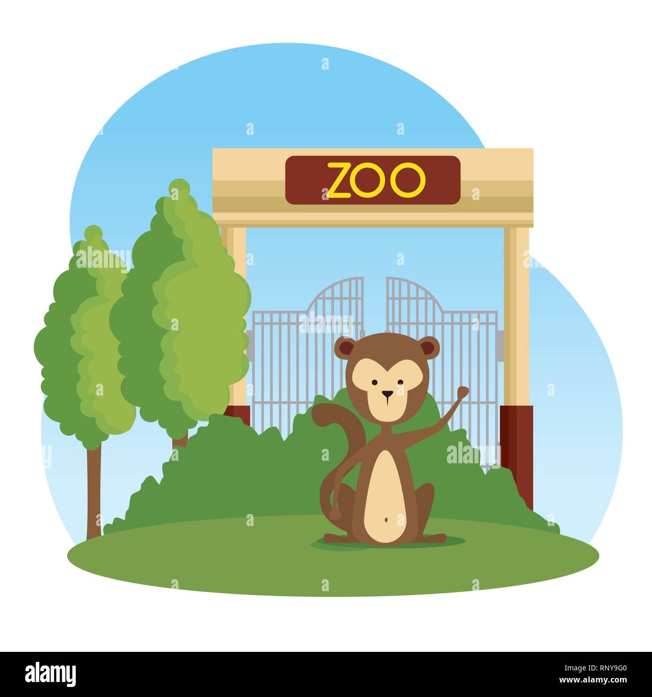 Обезьянка в зоопарке рисунок
