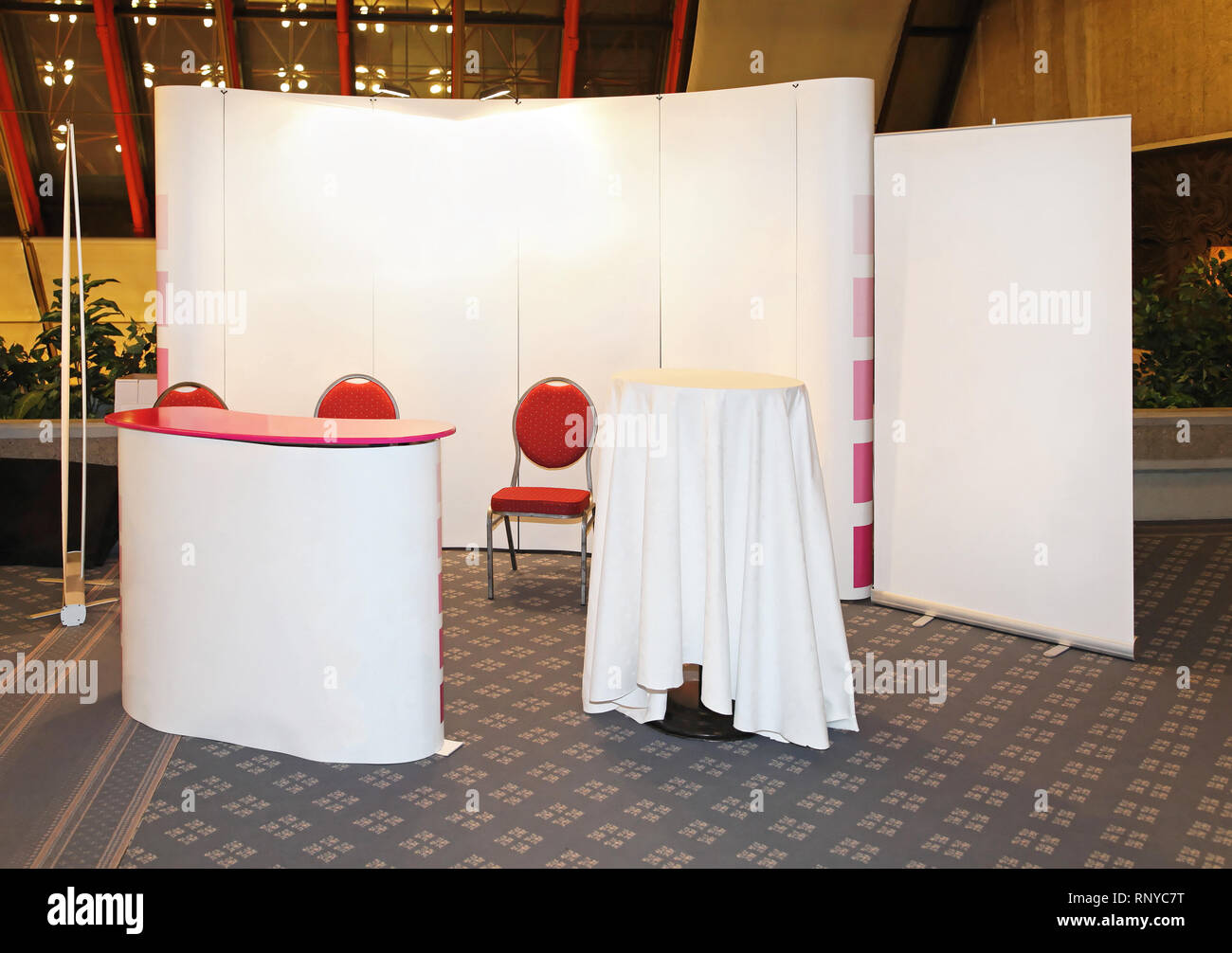 Modular exibition stand with empty white space Stock Photo