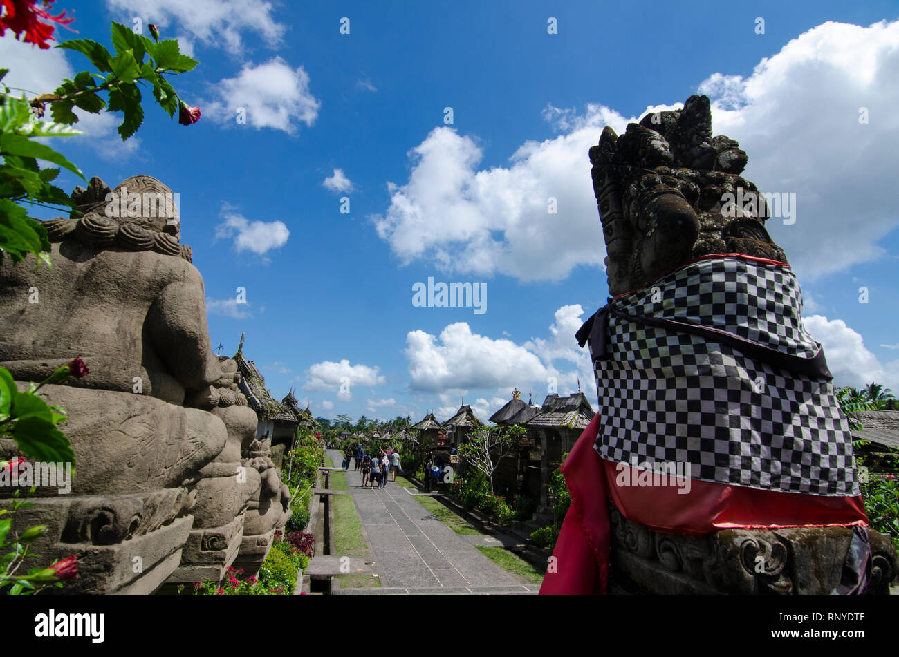 Penglipuran Village with blue skies above, Kubu, Bangli, Bali, Indonesia Stock Photo