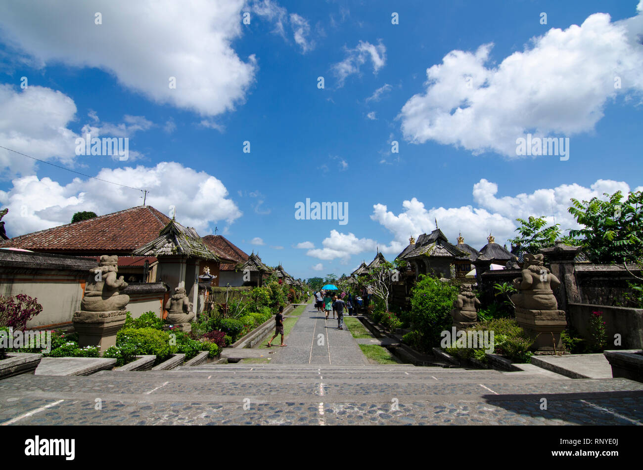 Penglipuran Village with blue skies above, Kubu, Bangli, Bali, Indonesia Stock Photo