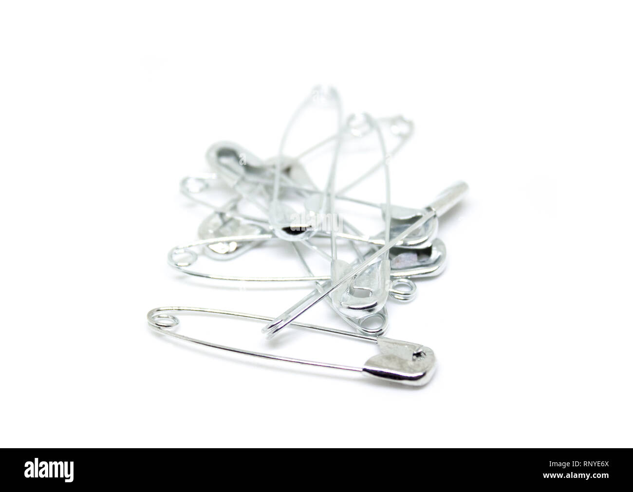 Metal safety pin art set object Stock Photo Alamy