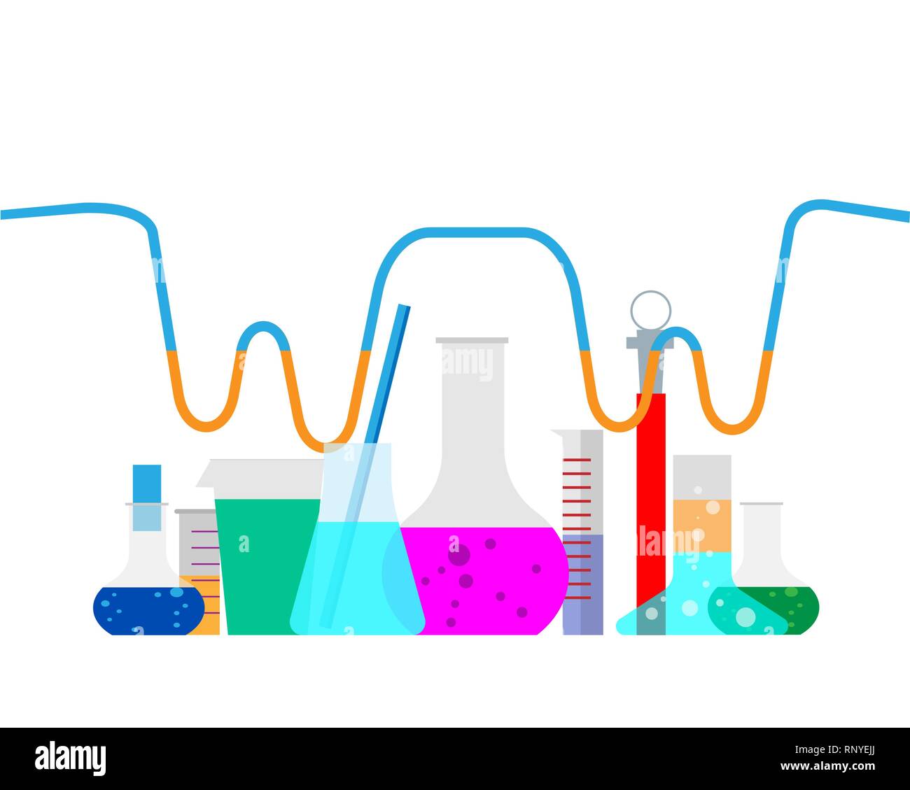 Vector illustration. Laboratory. Chemical research. Flat study background. Creative process. Stock Vector