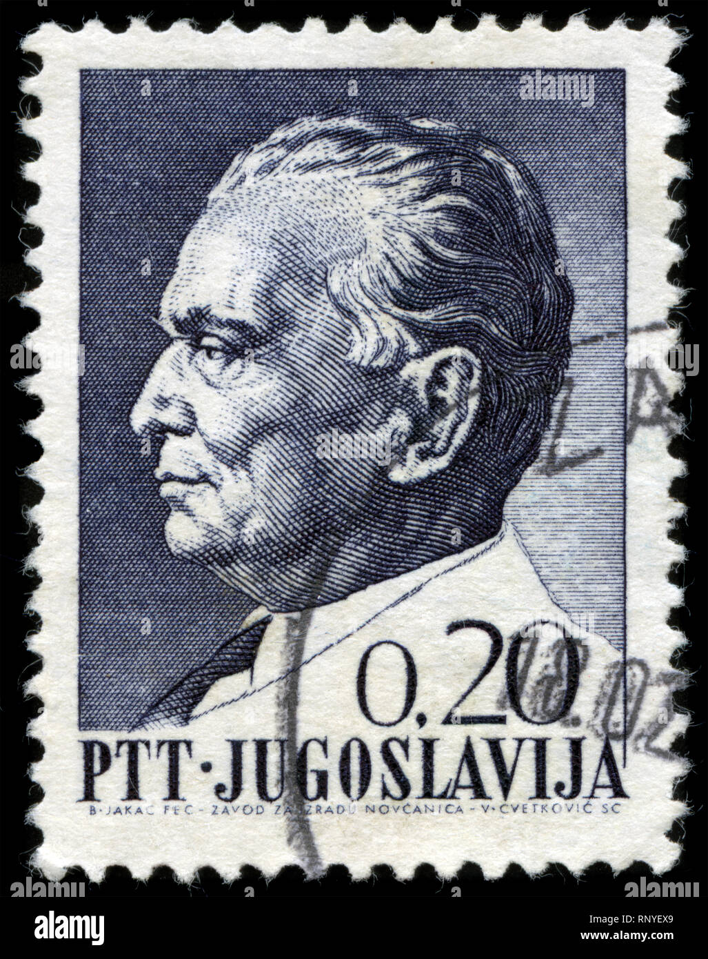 Postage stamp from the former state of Yugoslavia in the President Tito series issued in 1968 Stock Photo