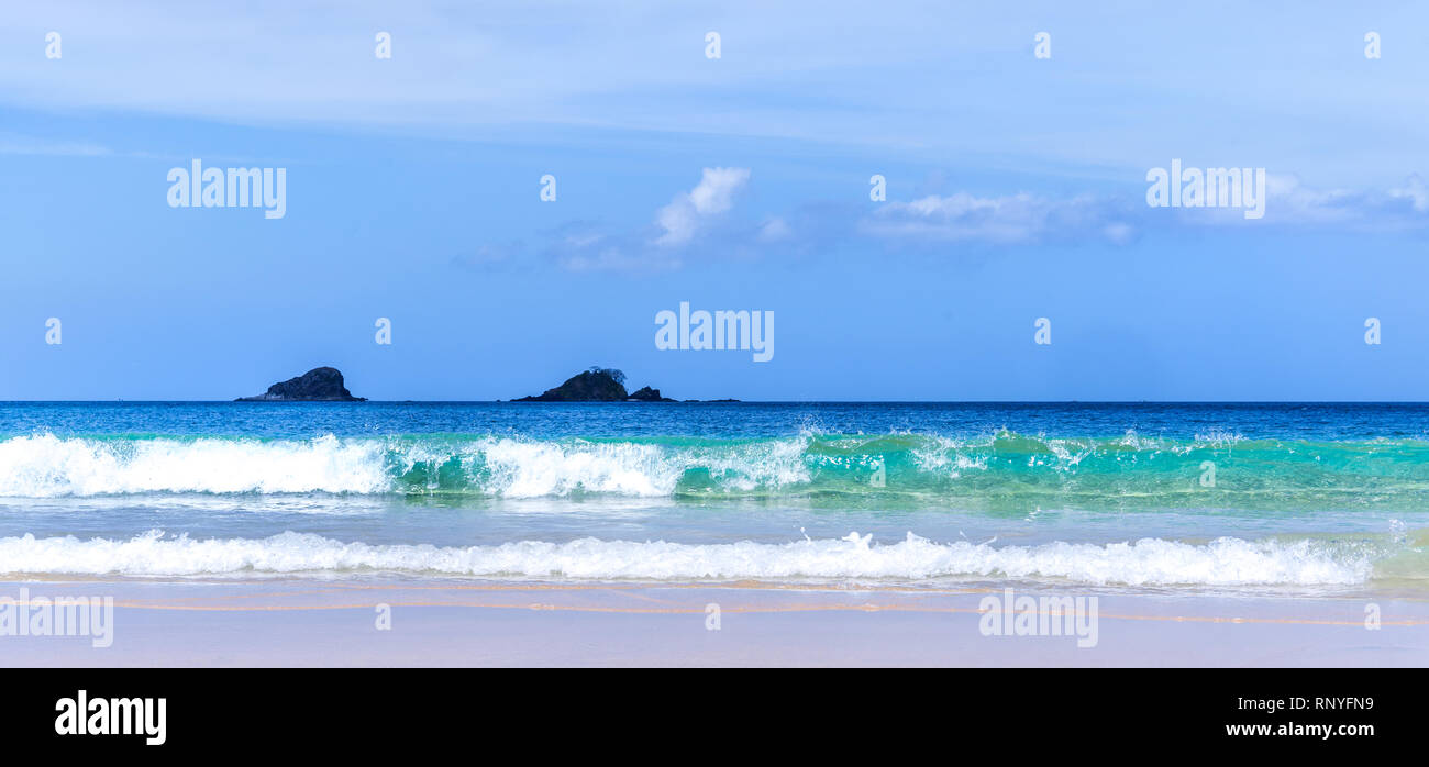 Beautiful amazing gold colored sandy beach with soft waves isolated ...