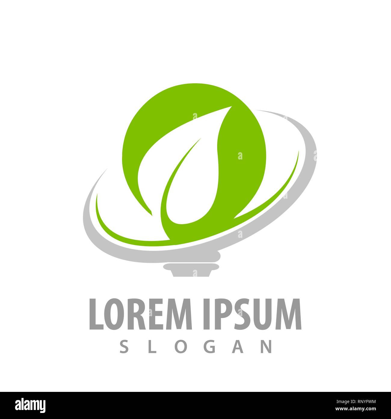 Green leaf arrow bulb logo concept design. Symbol graphic template element Stock Vector