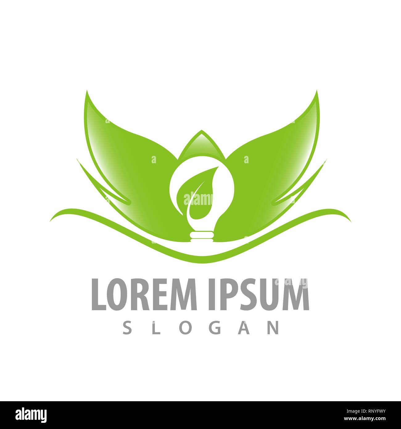 Leaf wings bulb logo concept design. Symbol graphic template element Stock Vector