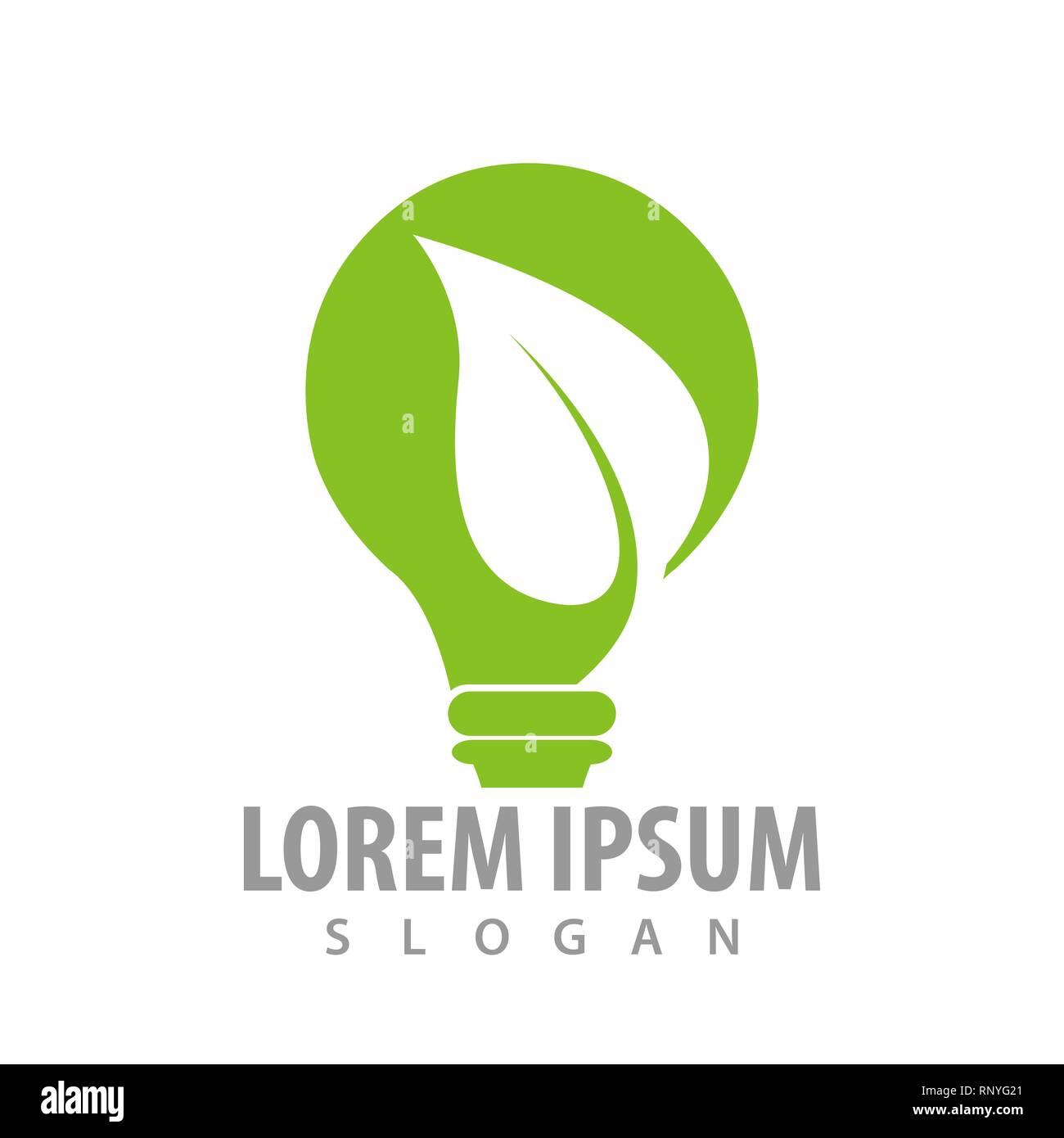 Green leaf bulb logo concept design. Symbol graphic template element Stock Vector