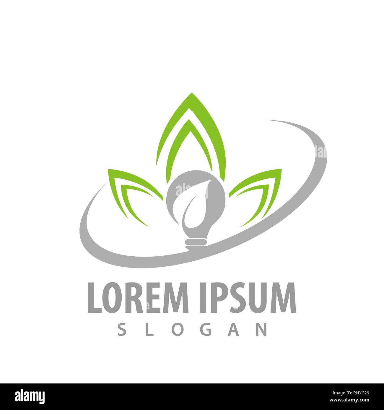 Bulb leaf lotus logo concept design. Symbol graphic template element Stock Vector
