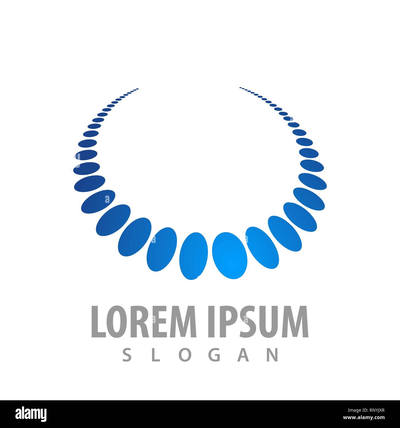Blue pearl necklace logo concept design. Symbol graphic template element Stock Vector