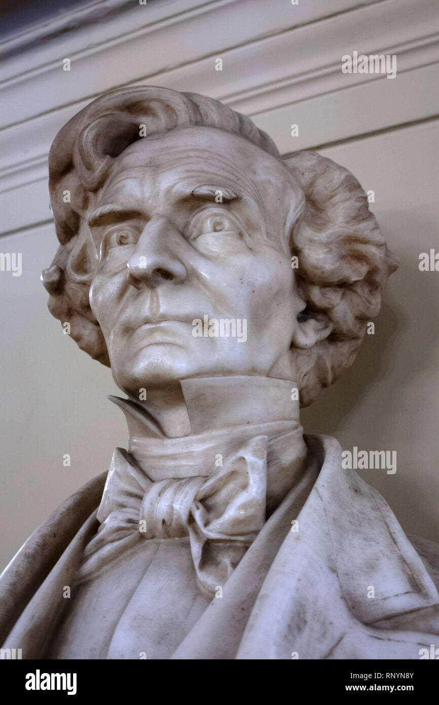 Bust of French composer Hector Berlioz inside Palais Garnier, Paris