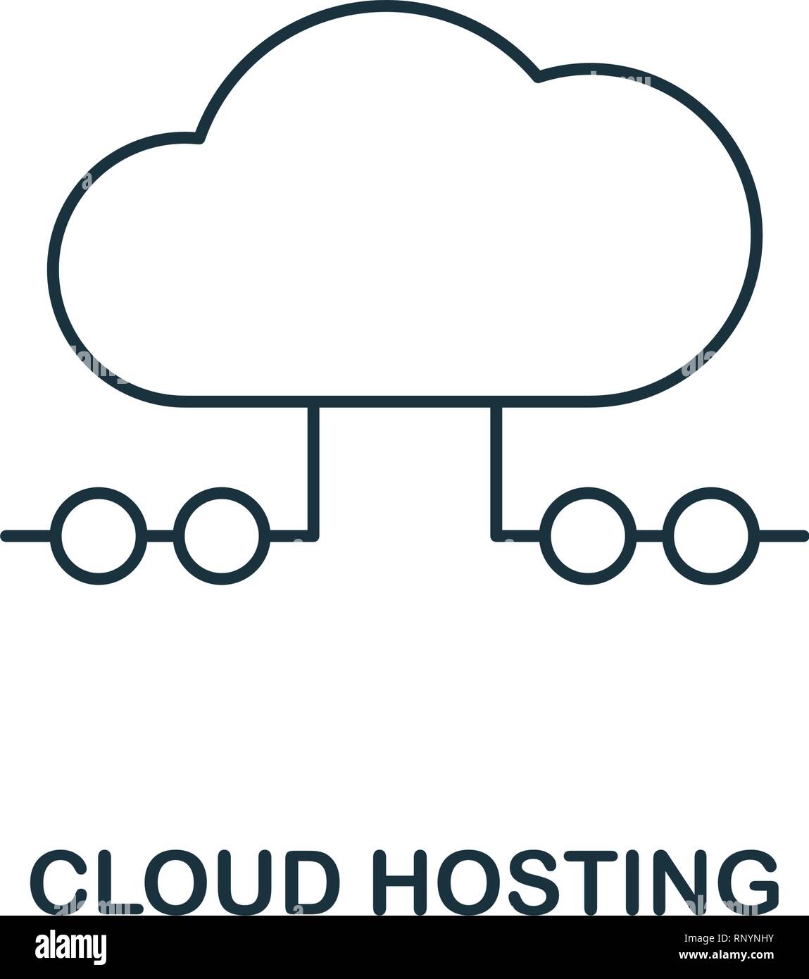 Cloud Hosting outline icon. Thin line style from big data icons collection. Pixel perfect simple element cloud hosting icon for web design, apps Stock Vector