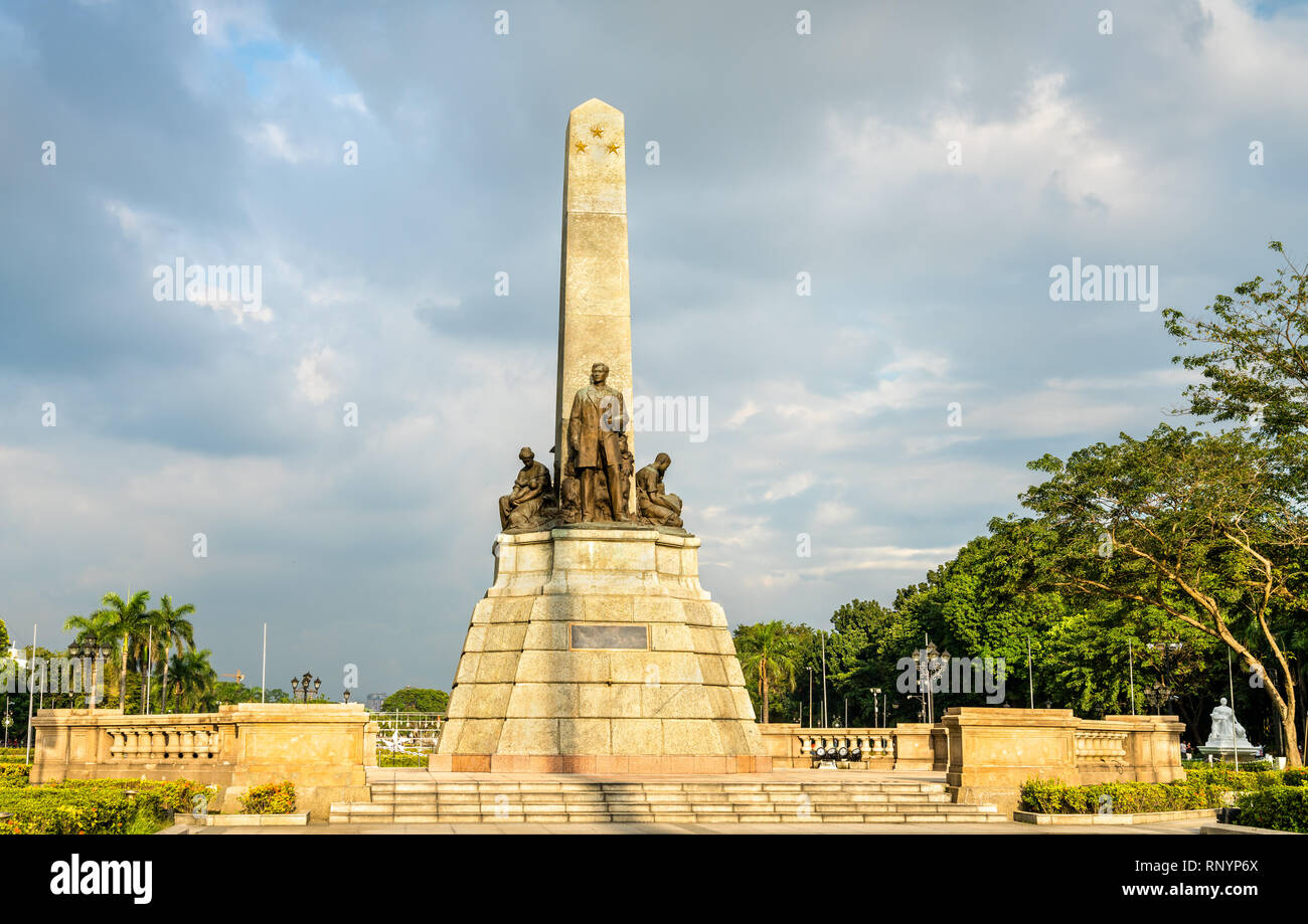 The Rizal Monument in Rizal Park - Manila, Philippines Stock Photo