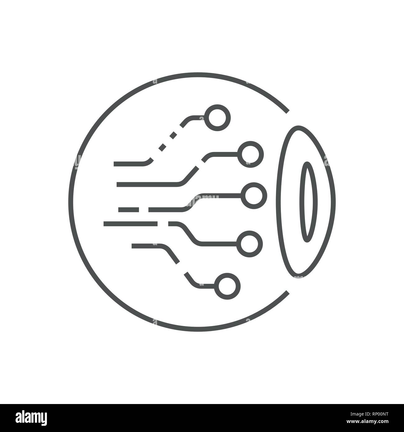 Eye Circuit Icon Vector. AI concept Illustration. Smart Machine Computing Learning Network Digital Logo. EPS 10 Stock Vector