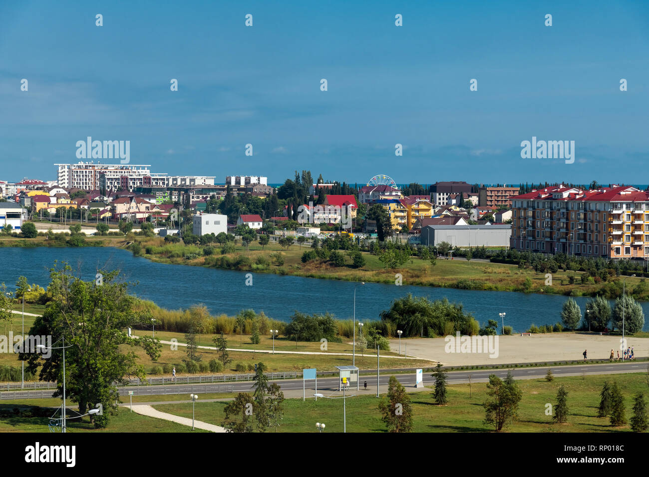 Cityscape in the Adler district of Sochi in Russia. Resort Stock Photo