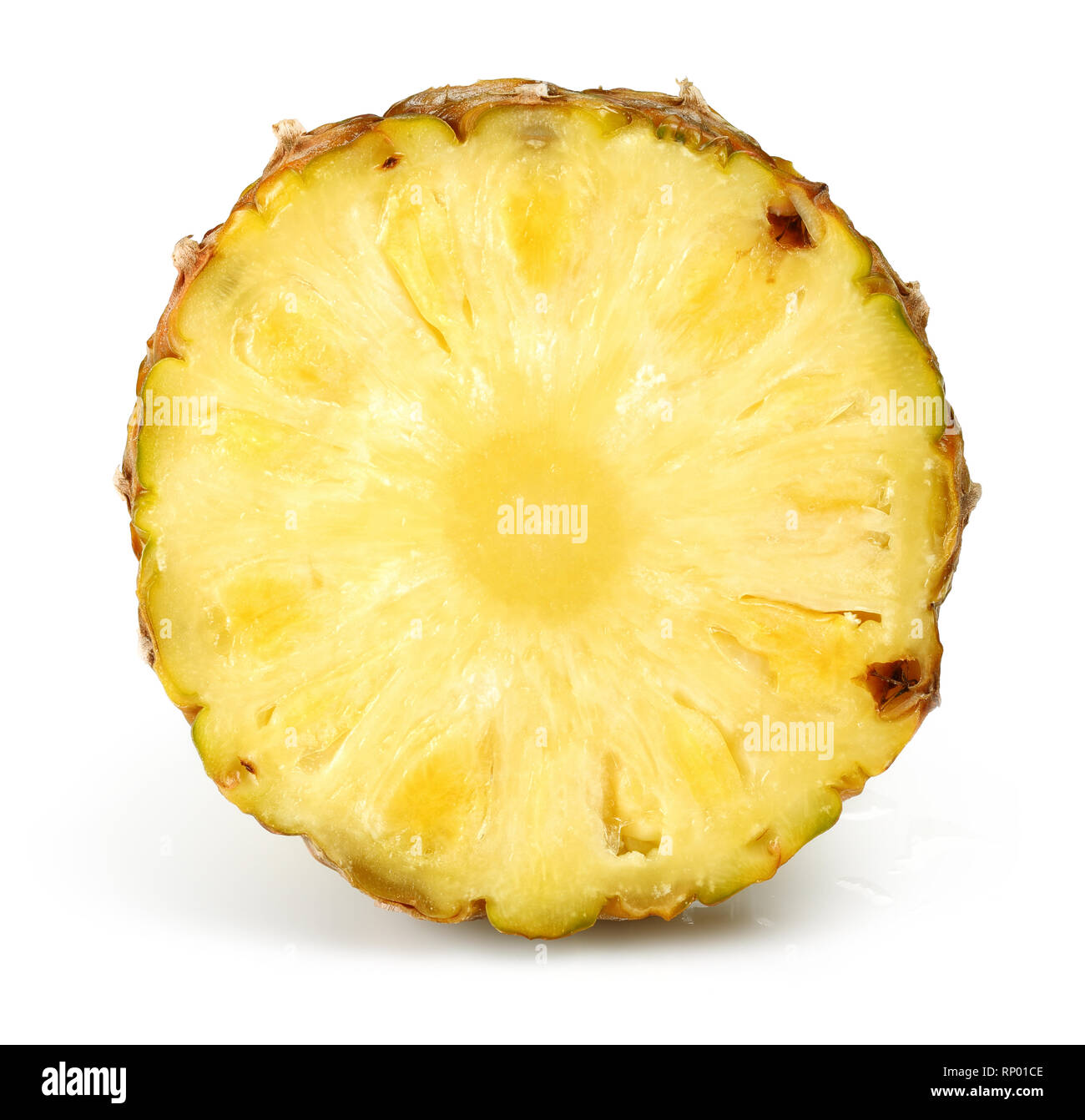 Ripe half pineapple fruit isolated on white background Stock Photo - Alamy