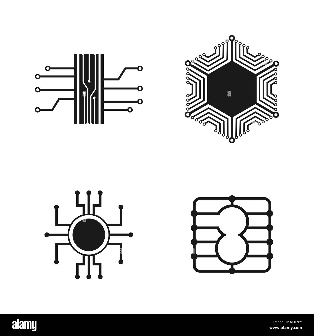 Circuit board vector of icon design set Stock Vector