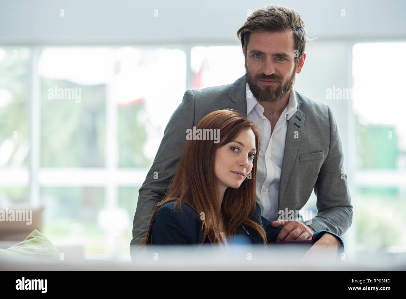 Business people sitting in hotel Stock Photo