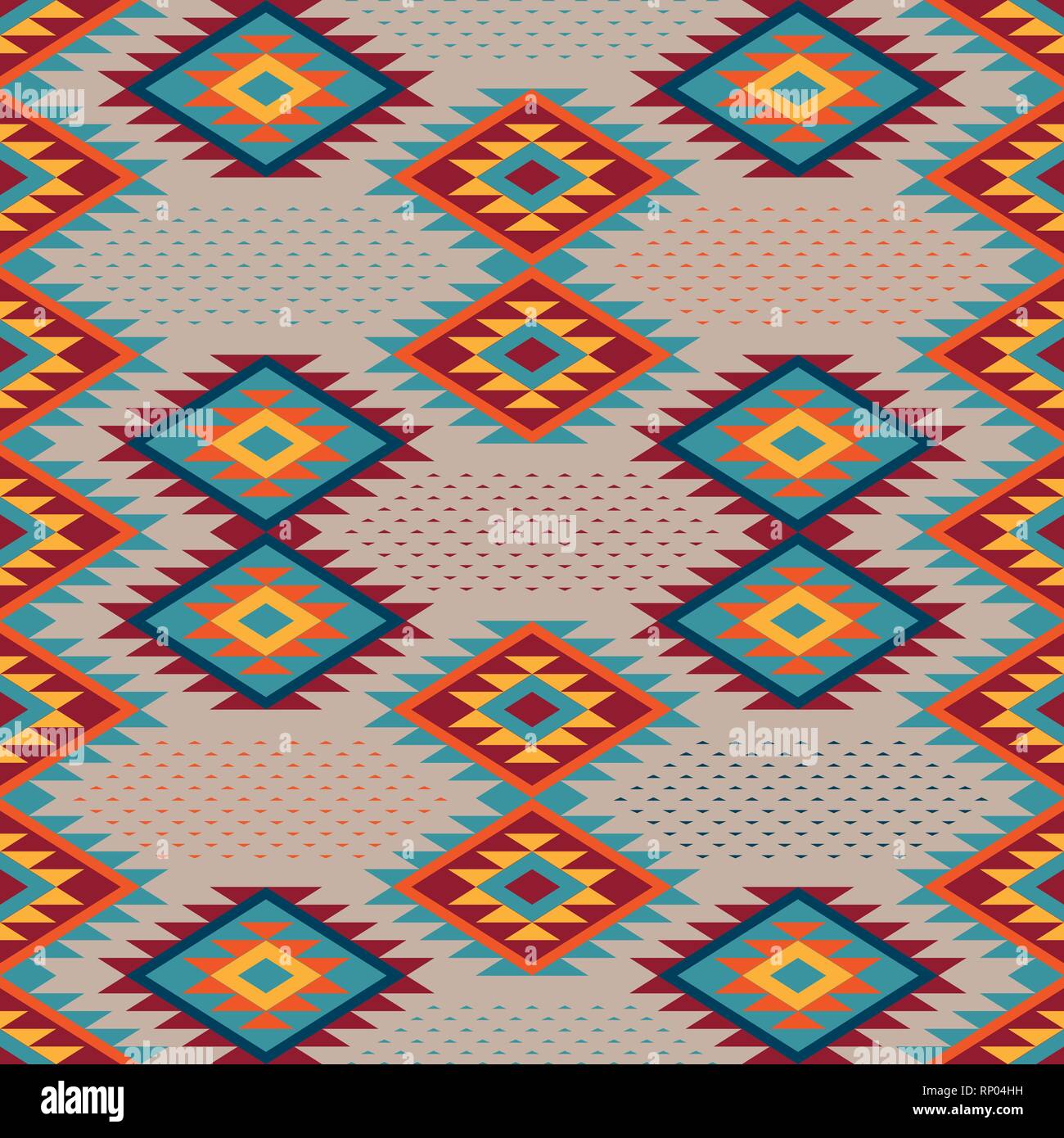 Kilim. Ethnic ornament. Pattern of bright rhombuses. Seamless vector pattern Stock Vector