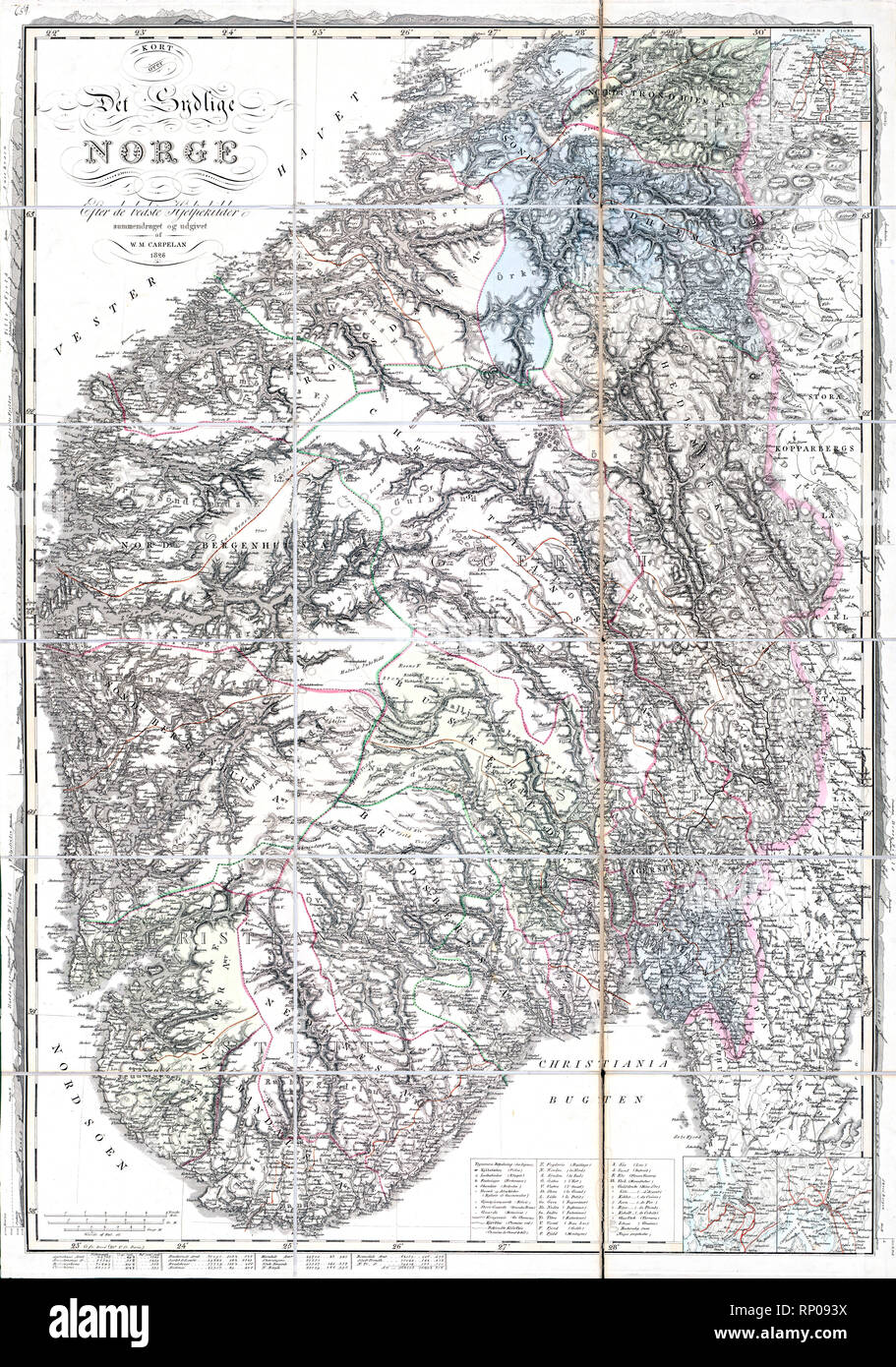 Carpelans kart over det sydlige Norge, 1826 Stock Photo