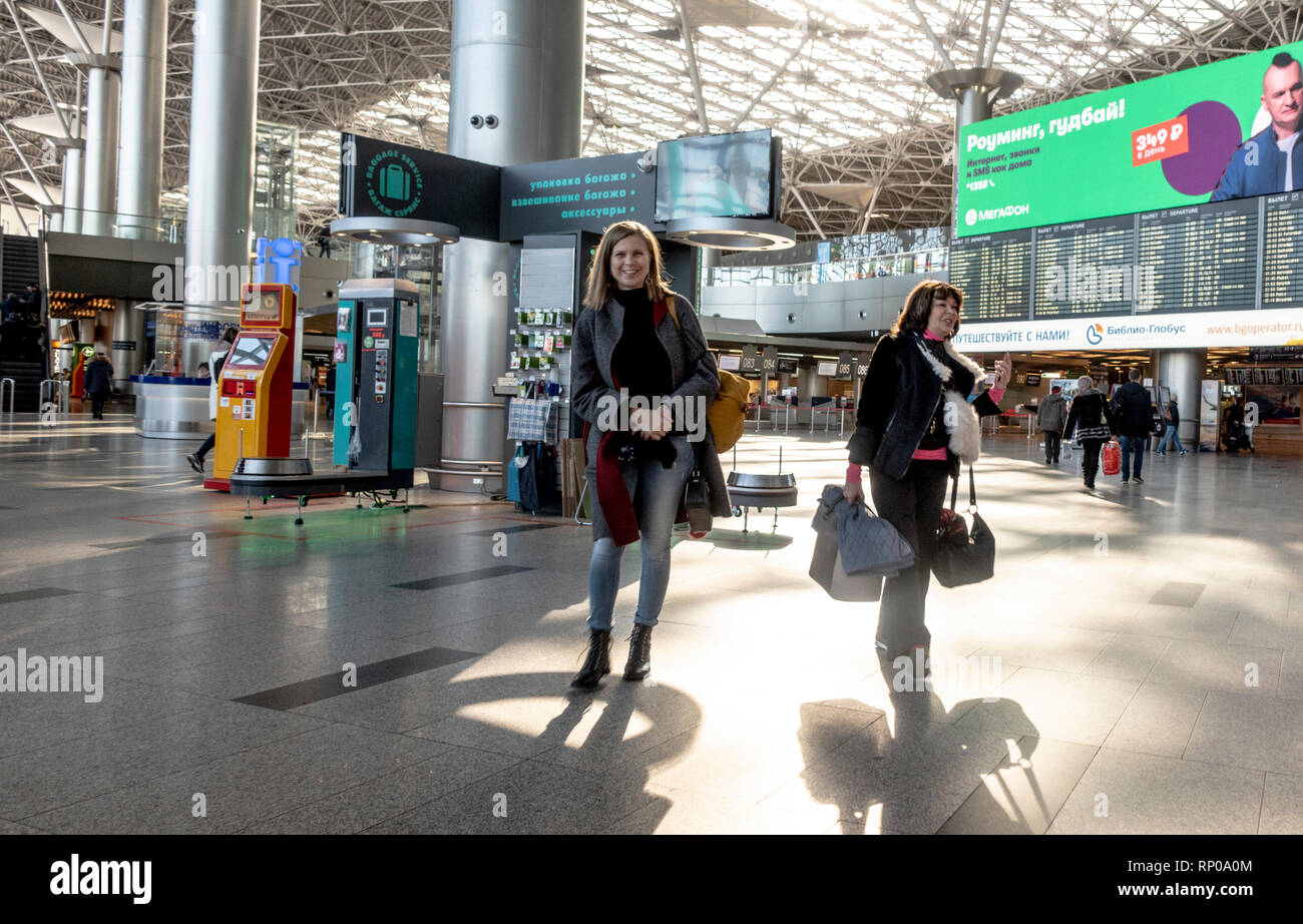 Russian aircompany Pobeda (Victory) is the low cost daughter of Aeroflot. In the last years some new aircompanies were born in Russia. Stock Photo