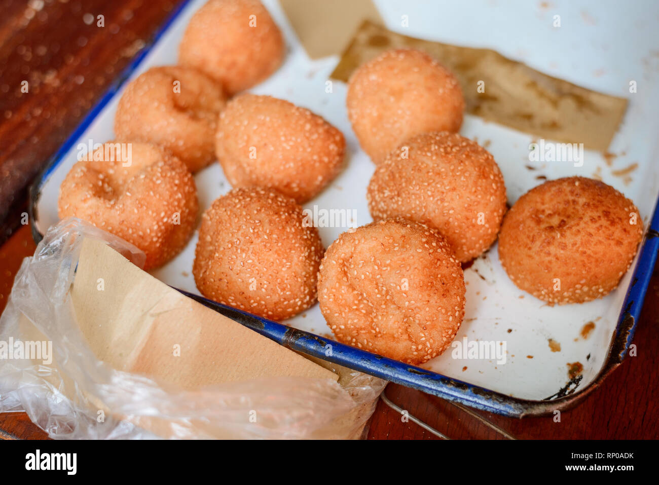Freshly baked buns with sesame Stock Photo
