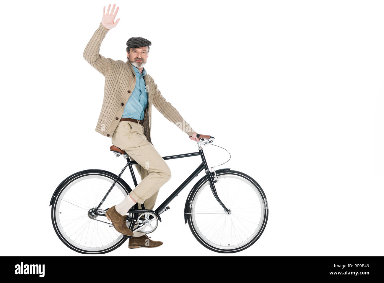 Man hand on bicycle Cut Out Stock Images & Pictures - Alamy