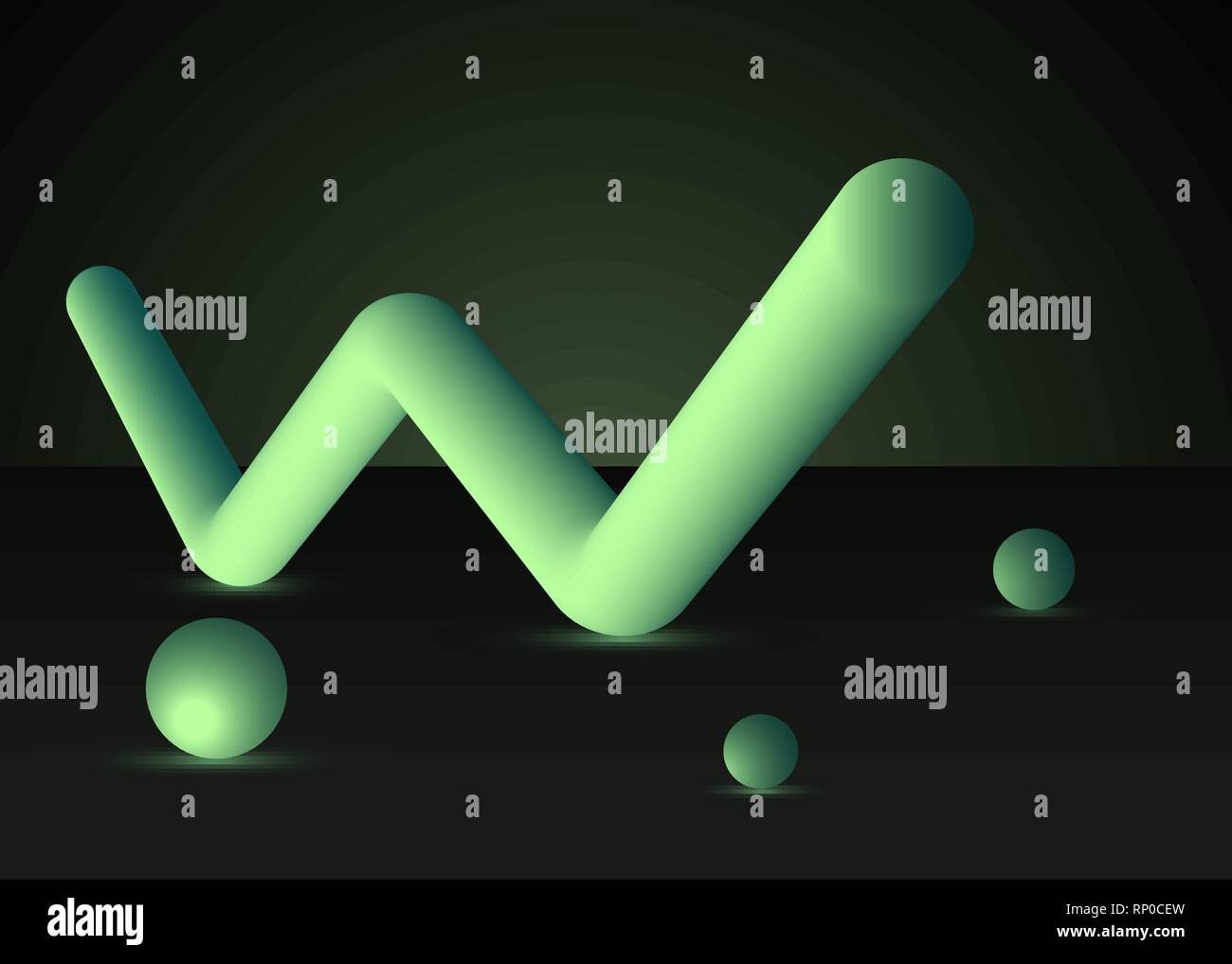 The vector fluid background.Green letter w for you project Stock Vector
